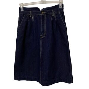 Vtg 80s‎ Gitano A-line Denim Skirt Granola Chic Clean Girl Modest Dark Blue Wash